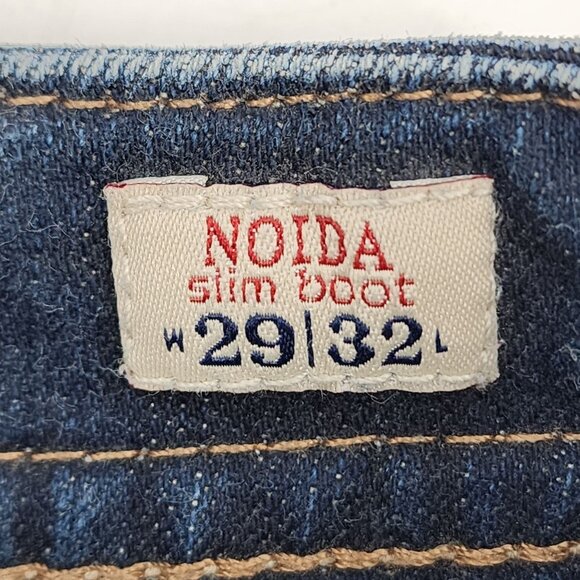 MEK Denim Womens Size 29x30 Noida Jeans Slim Bootcut Distressed Blue Denim - Picture 5 of 9